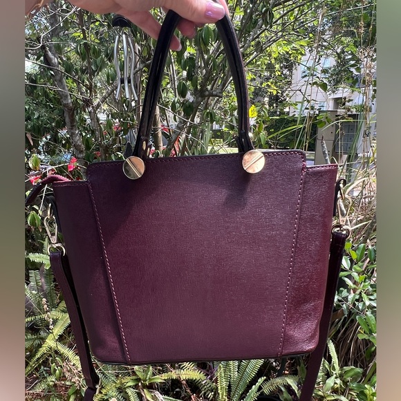 Dark burgundy red leather crossbody purse handbag - Picture 10 of 17